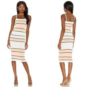 NWOT SNDYS. Florida Ribbed Knit Bodycon Midi Dress in Stripe size XS